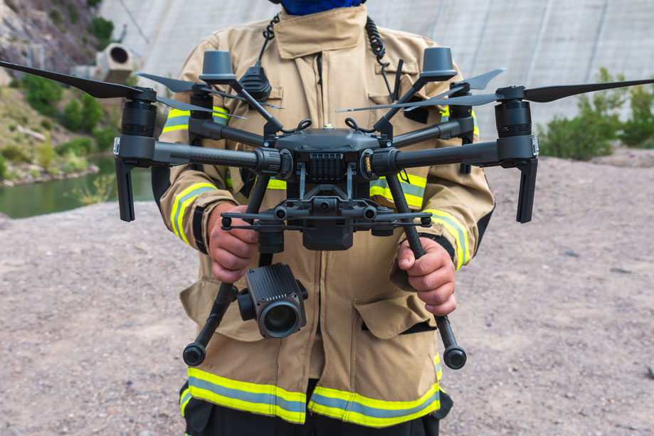 firefighter-operating-a-drone - unmanned search and-rescue - new to drones
