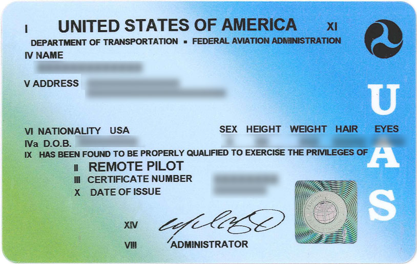 drone training certification - screenshot of USA remote pilot license - new to drones